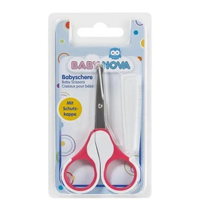 BABY-NOVA Ножнички детские безопасные с колпачком (розовые)