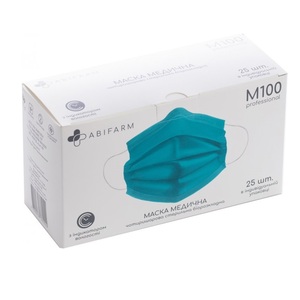 МАСКА медична Abifarm М100 professional з індикатором вологості, 4-шарова стерильна біорозкладна №25
