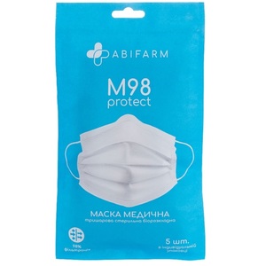 МАСКА медицинская Abifarm М98, 3-слойная стерильная биоразлагаемая, 99.9% защита №5 НДС